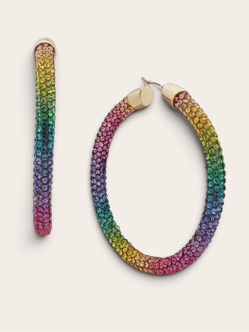 NWT Emily in Paris  Rainbow Crystal Hoop Earrings